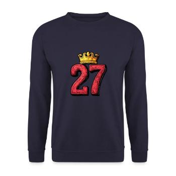 27 Nombre Couronne - Sweat-shirt Unisexe - marine - Devant - Alina (178cm) & Michal (187cm)