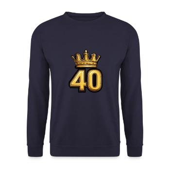 40 Zahl Krone - Unisex Pullover - Navy - Vorne - Alina (178cm) & Michal (187cm)