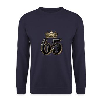 65 Zahl Krone - Unisex Pullover - Navy - Vorne - Alina (178cm) & Michal (187cm)