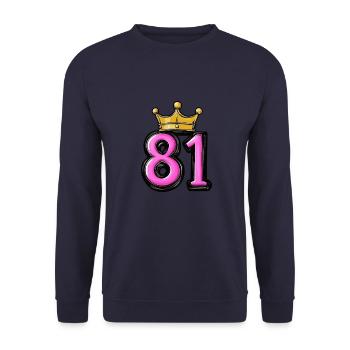 81 Number Krone - Unisex Sweatshirt - navy - Front - Alina (178cm) & Michal (187cm)