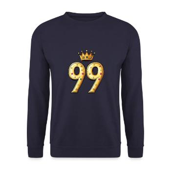 99 Zahl Krone - Unisex Pullover - Navy - Vorne - Alina (178cm) & Michal (187cm)