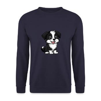 Border Collie Hund Niedlich - Unisex Pullover - Navy - Vorne - Alina (178cm) & Michal (187cm)