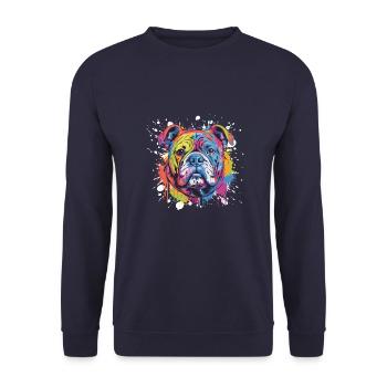 Bulldog Dog Animal Pop Art Head - Unisex Sweatshirt - navy - Front - Alina (178cm) & Michal (187cm)