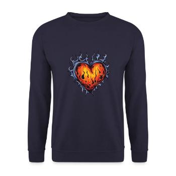 Heart Flame - Unisex Sweatshirt - navy - Front - Alina (178cm) & Michal (187cm)