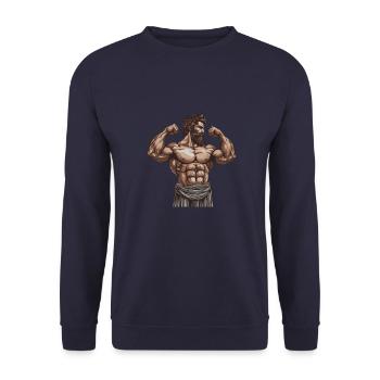 Muscle Bodybuilder - Unisex Sweatshirt - navy - Front - Alina (178cm) & Michal (187cm)