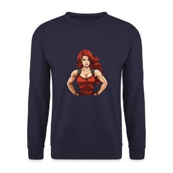 Frau Fitness Gym Girl - Unisex Pullover - Navy - Vorne - Alina (178cm) & Michal (187cm)