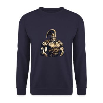 Spartaner Gladiator Muskeln - Unisex Pullover - Navy - Vorne - Alina (178cm) & Michal (187cm)