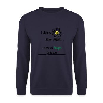 I dät's scho | Allgäu Tassen & Zubehör - Unisex Pullover - Navy - Vorne - Alina (178cm) & Michal (187cm)