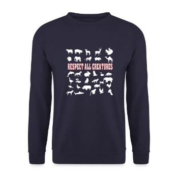 Respect all creatures - Unisex Pullover - Navy - Vorne - Alina (178cm) & Michal (187cm)