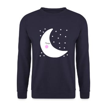 Mond schlafend hintergrund Sterne Kinder - Unisex Pullover - Navy - Vorne - Alina (178cm) & Michal (187cm)