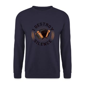 I Destroy Silence, Steirische Harmonika Quetschn - Unisex Pullover - Navy - Vorne - Alina (178cm) & Michal (187cm)
