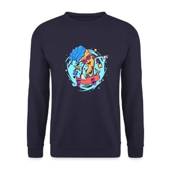ice skater ice cream skate boarder cartoon style - Unisex Sweatshirt - navy - Front - Alina (178cm) & Michal (187cm)