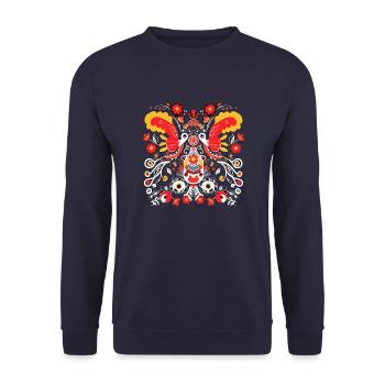 Weiße Vintage-Vögel - Unisex Pullover - Navy - Vorne - Alina (178cm) & Michal (187cm)