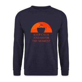 Ruhe bewahren und den Moment genießen - Unisex Pullover - Navy - Vorne - Alina (178cm) & Michal (187cm)