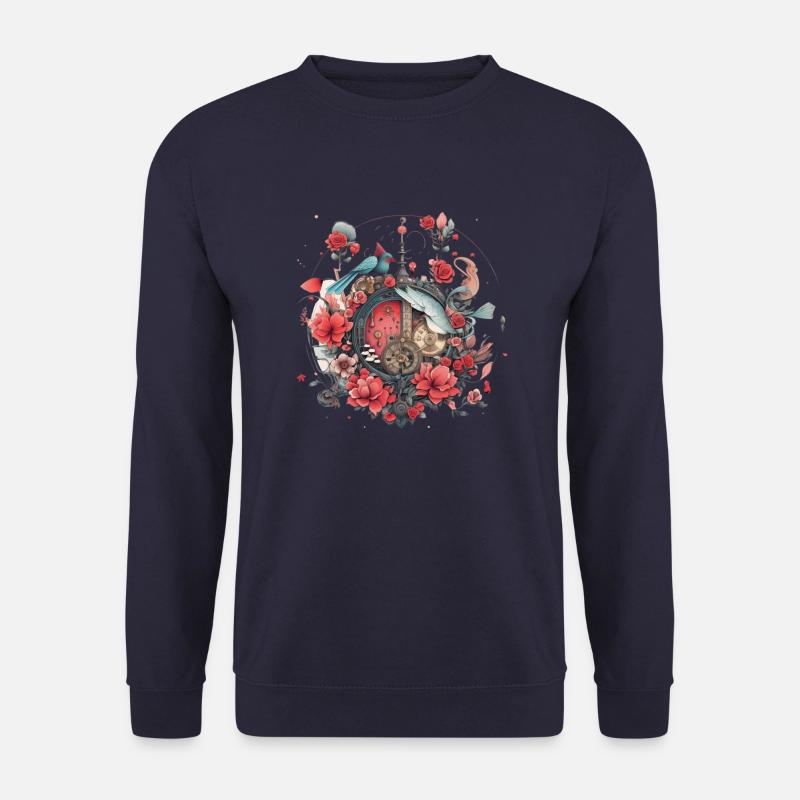 Blumen, Uhr design - Unisex Pullover - Navy