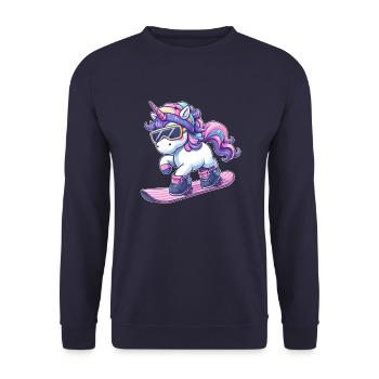 Unicorn Snowboard Winter Magic - Unisex Sweatshirt - navy - Front - Alina (178cm) & Michal (187cm)