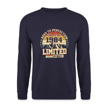 1984 birthday 1984 born in 1984 birthday - Unisex Sweatshirt - navy - Front - Alina (178cm) & Michal (187cm)