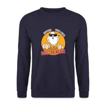 Merch for Egg Sellers - Support Your EGG Dealer - Unisex Sweatshirt - navy - Front - Alina (178cm) & Michal (187cm)
