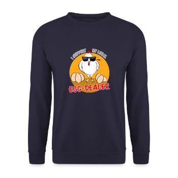I support my local egg dealer orange - Unisex Pullover - Navy - Vorne - Alina (178cm) & Michal (187cm)