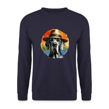Great Dane Splash Art - Unisex Sweatshirt - navy - Front - Alina (178cm) & Michal (187cm)