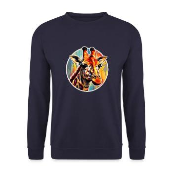 Giraffe Head - Unisex Sweatshirt - navy - Front - Alina (178cm) & Michal (187cm)