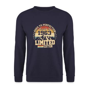 1963 Geburtstag 1963 Jahrgang 1963 Geburtstag - Unisex Pullover - Navy - Vorne - Alina (178cm) & Michal (187cm)