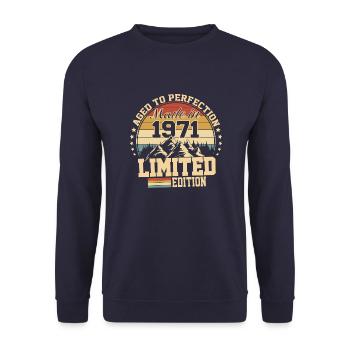 1971 Birthday 1971 Born in 1971 Birthday - Unisex Sweatshirt - navy - Front - Alina (178cm) & Michal (187cm)