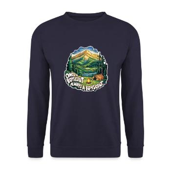 Once a camper, always a camper, pure nature experience - Unisex Sweatshirt - navy - Front - Alina (178cm) & Michal (187cm)