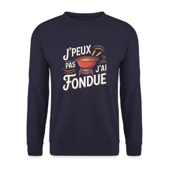 J'peux pas, j'ai fondue - Sweat-shirt Unisexe - marine - Devant - Alina (178cm) & Michal (187cm)