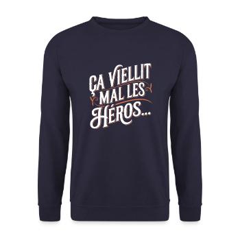 Ça vieillit mal les héros... - Sweat-shirt Unisexe - marine - Devant - Alina (178cm) & Michal (187cm)
