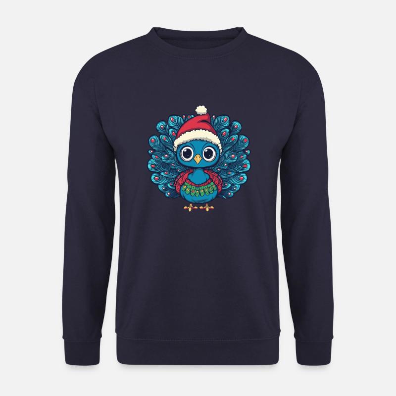 Peacock Bird Christmas Comic - Unisex Sweatshirt - navy