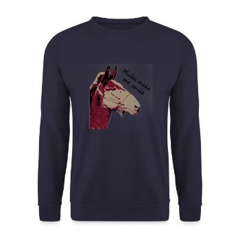 Mules make me smile - Unisex Pullover - Navy - Vorne - Alina (178cm) & Michal (187cm)