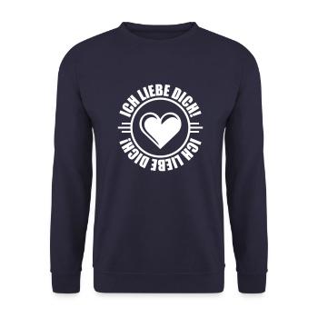 Ich Liebe Dich Herz - Unisex Pullover - Navy - Vorne - Alina (178cm) & Michal (187cm)