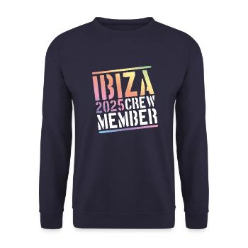 Ibiza 2025 Crew Bunt - Unisex Pullover - Navy - Vorne - Alina (178cm) & Michal (187cm)