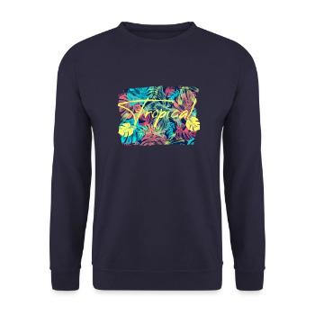 Feuilles tropicales - Sweat-shirt Unisexe - marine - Devant - Alina (178cm) & Michal (187cm)
