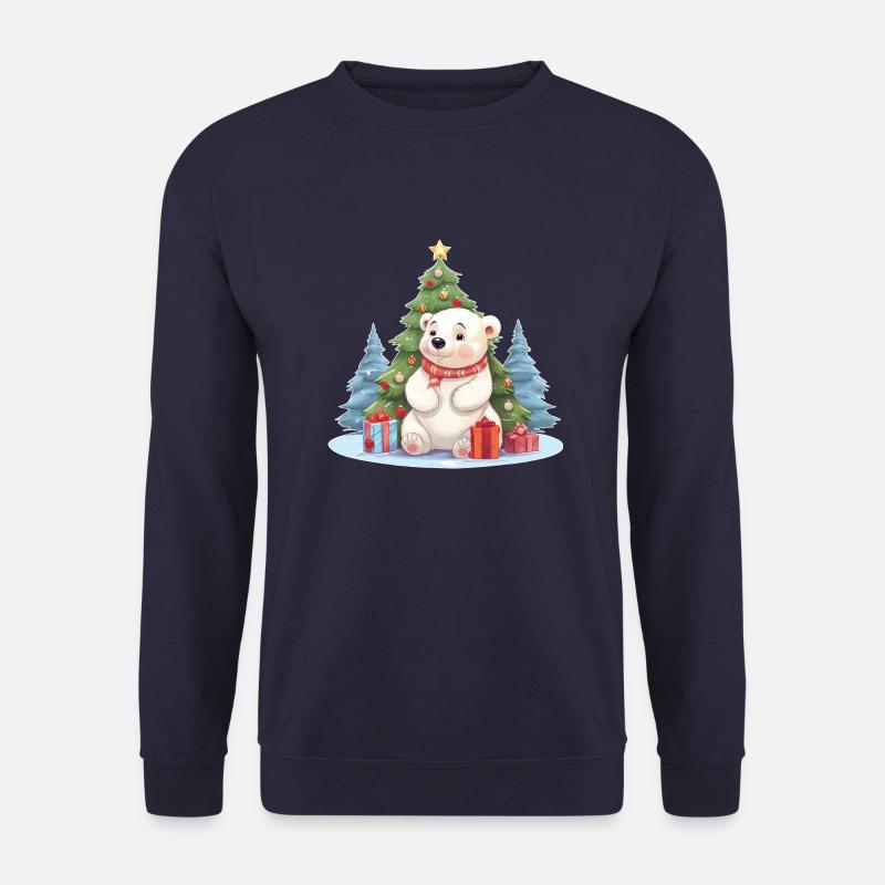 Weihnachten Eisbär mit Weihnachtsbaum - Unisex Pullover - Navy