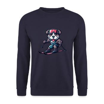 Pitbull Skier Dog Winter Sports Winter Fun - Unisex Sweatshirt - navy - Front - Alina (178cm) & Michal (187cm)