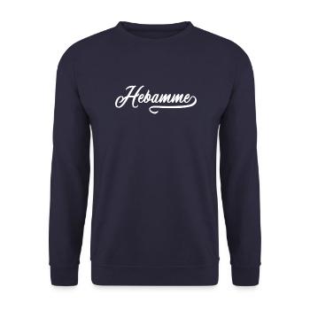 Hebamme - Unisex Pullover - Navy - Vorne - Alina (178cm) & Michal (187cm)
