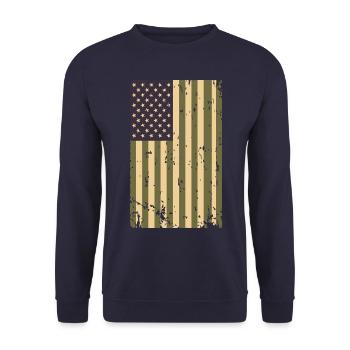 USA Camouflage Flagge - Unisex Pullover - Navy - Vorne - Alina (178cm) & Michal (187cm)