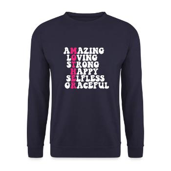 Best Mother Mom Parents Birth - Unisex Sweatshirt - navy - Front - Alina (178cm) & Michal (187cm)