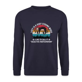 Funny sloth Laziness Relax late risers - Unisex Sweatshirt - navy - Front - Alina (178cm) & Michal (187cm)