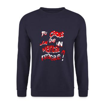 tee shirt humour - Sweat-shirt Unisexe - marine - Devant - Alina (178cm) & Michal (187cm)