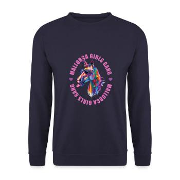 Majorque Girls Gang Team Licorne - Sweat-shirt Unisexe - marine - Devant - Alina (178cm) & Michal (187cm)