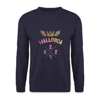 Mallorca 2024 Krone Team Bunt - Unisex Pullover - Navy - Vorne - Alina (178cm) & Michal (187cm)
