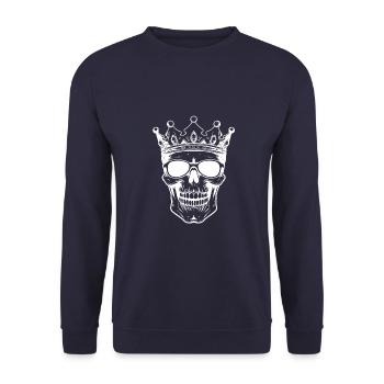 Skull King Crown - Unisex Sweatshirt - navy - Front - Alina (178cm) & Michal (187cm)