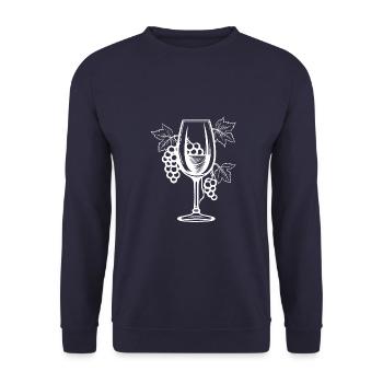 Wine Glass Wine Grapes - Unisex Sweatshirt - navy - Front - Alina (178cm) & Michal (187cm)
