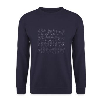 Alphabet Zeichensprache - Gebärdensprache - Unisex Pullover - Navy - Vorne - Alina (178cm) & Michal (187cm)