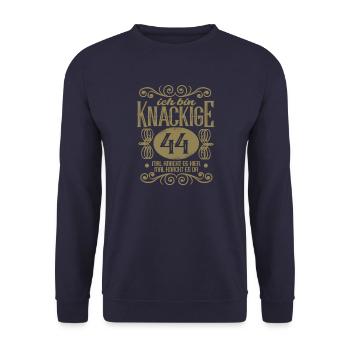 44. Geburtstag ich bin 44 Jahre alt - Unisex Pullover - Navy - Vorne - Alina (178cm) & Michal (187cm)