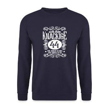 44. Geburtstag ich bin 44 Jahre alt - Unisex Pullover - Navy - Vorne - Alina (178cm) & Michal (187cm)