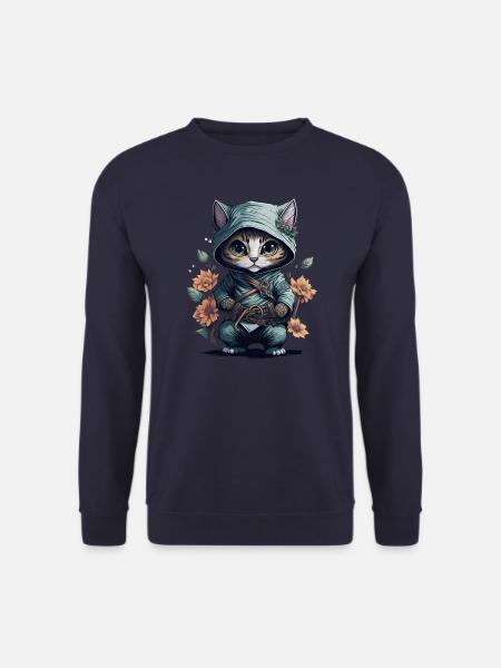 Show your thirst for adventure with the ninja cat - Unisex Sweatshirt - navy